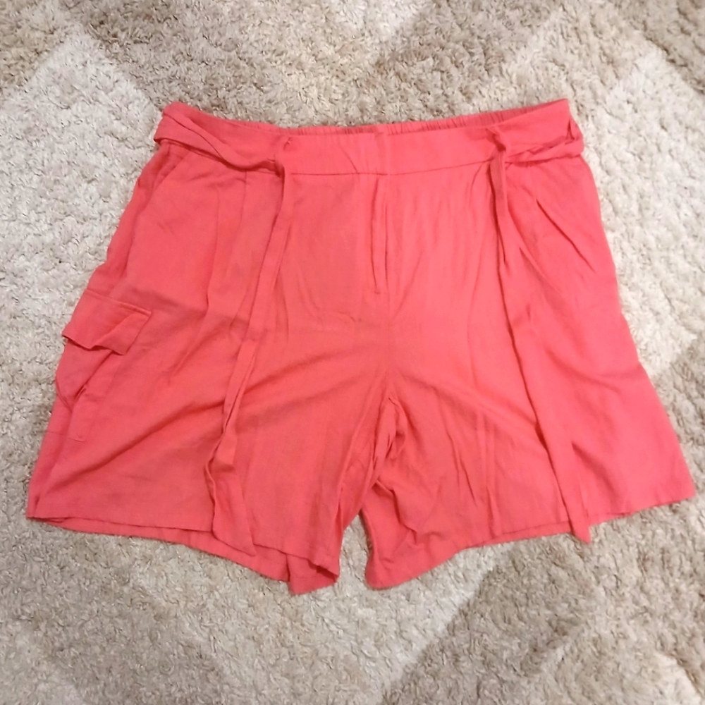 Ashley Stewart High Waist Coral Shorts